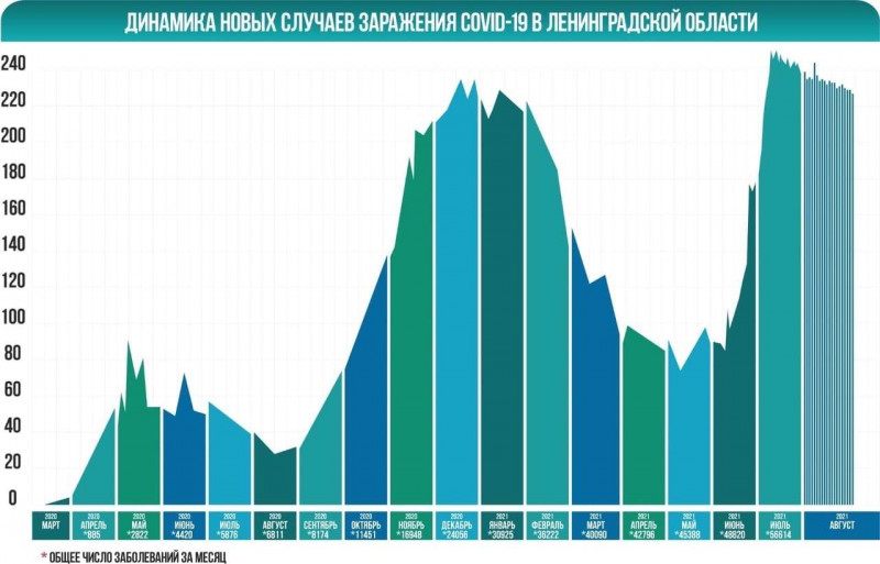 Статистика по коронавирусу в Ленобласти на 22.08.21