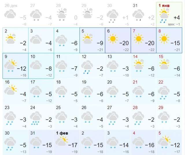 Погода на январь в Волховском районе