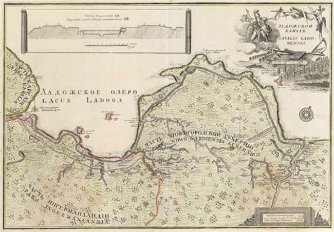 Карта канала Императора Петра Великого. Фото: Johann Elias Grimmel/Wikipedia.org